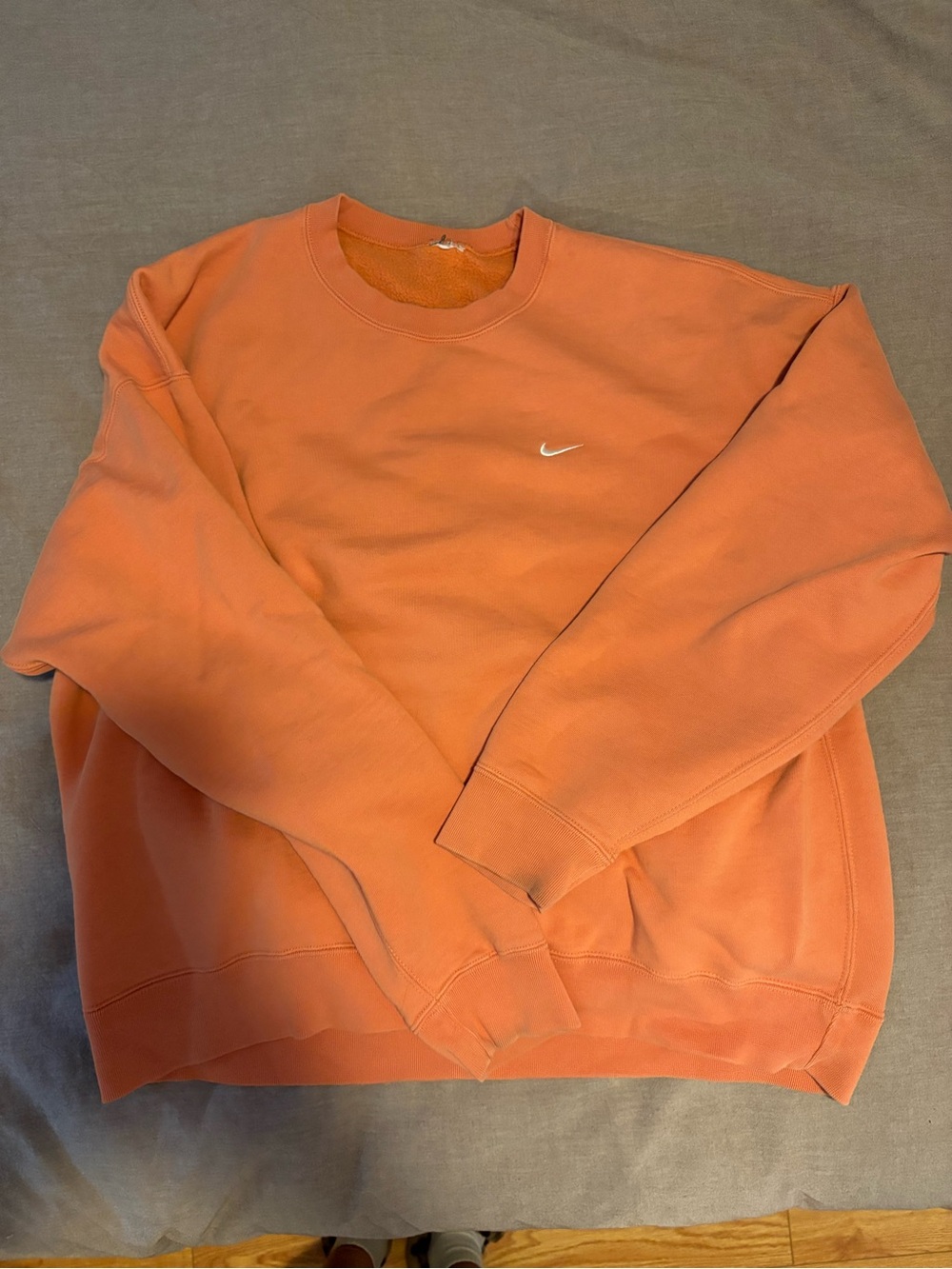 Nike Orange Crewneck Sweatshirt with Small White Swoosh